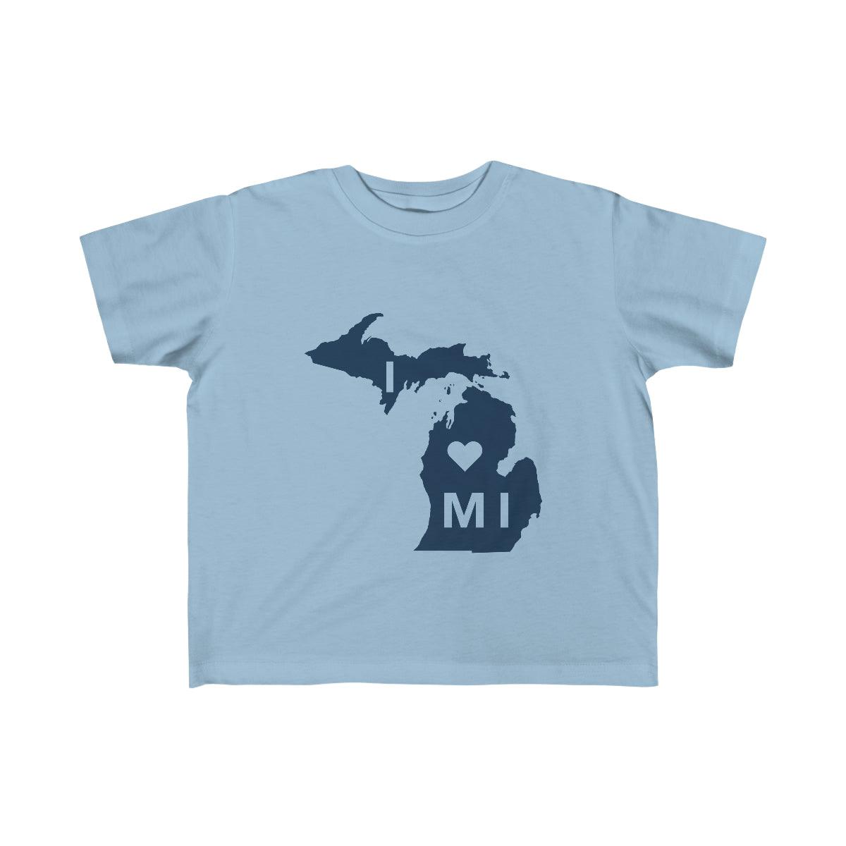 'I ♡ MI' T-Shirt  (w/ Michigan Outline) | Toddler Short Sleeve - Circumspice Michigan