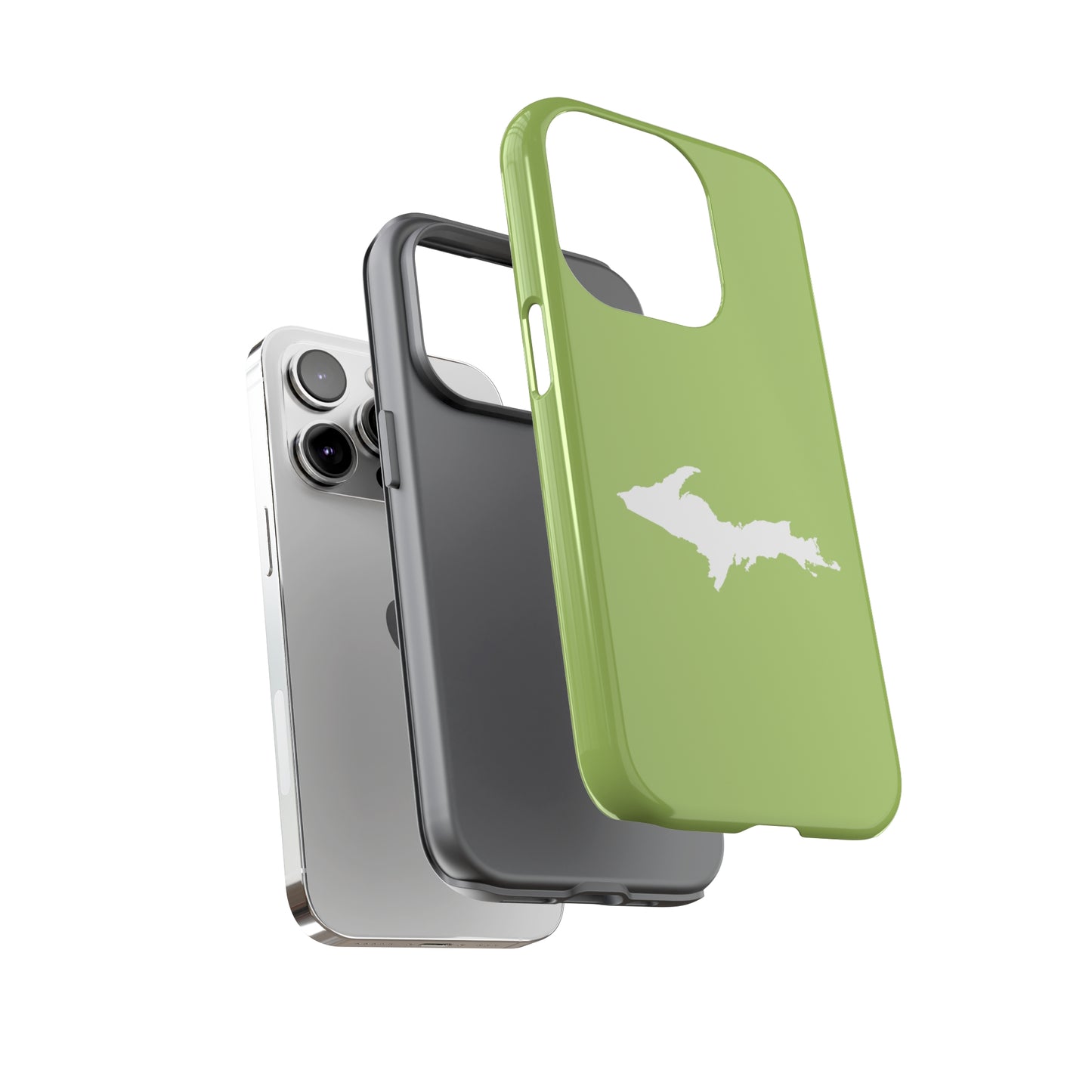 Michigan Upper Peninsula Tough Phone Case (Gooseberry Green w/ UP Outline) | Apple iPhone