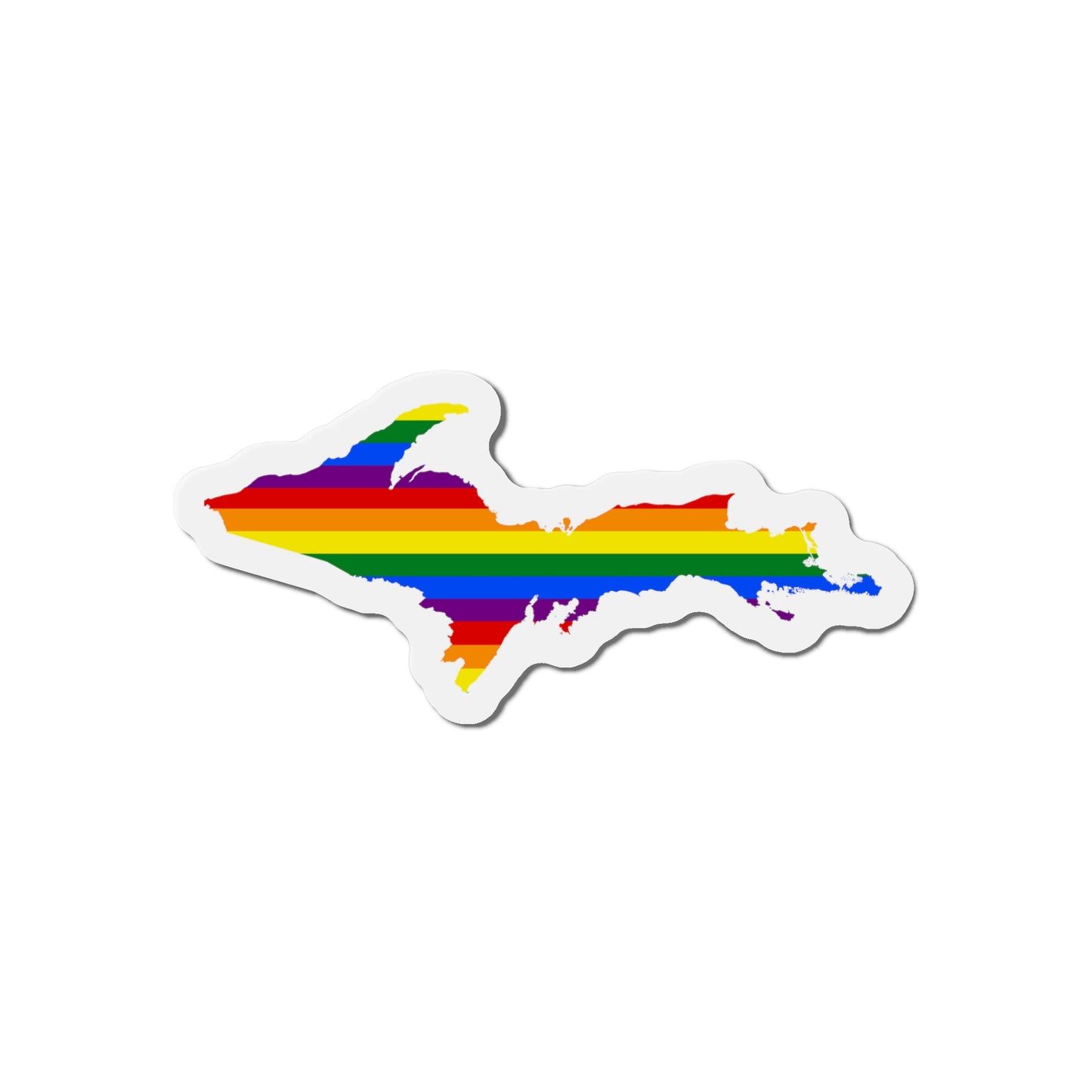 Michigan Upper Peninsula Kiss Cut Magnet (w/ UP Pride Flag Outline)