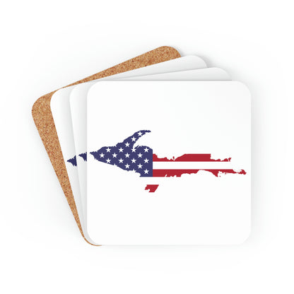 Michigan Upper Peninsula Coaster Set (w/ UP USA Flag Outline) | Corkwood - 4 pack