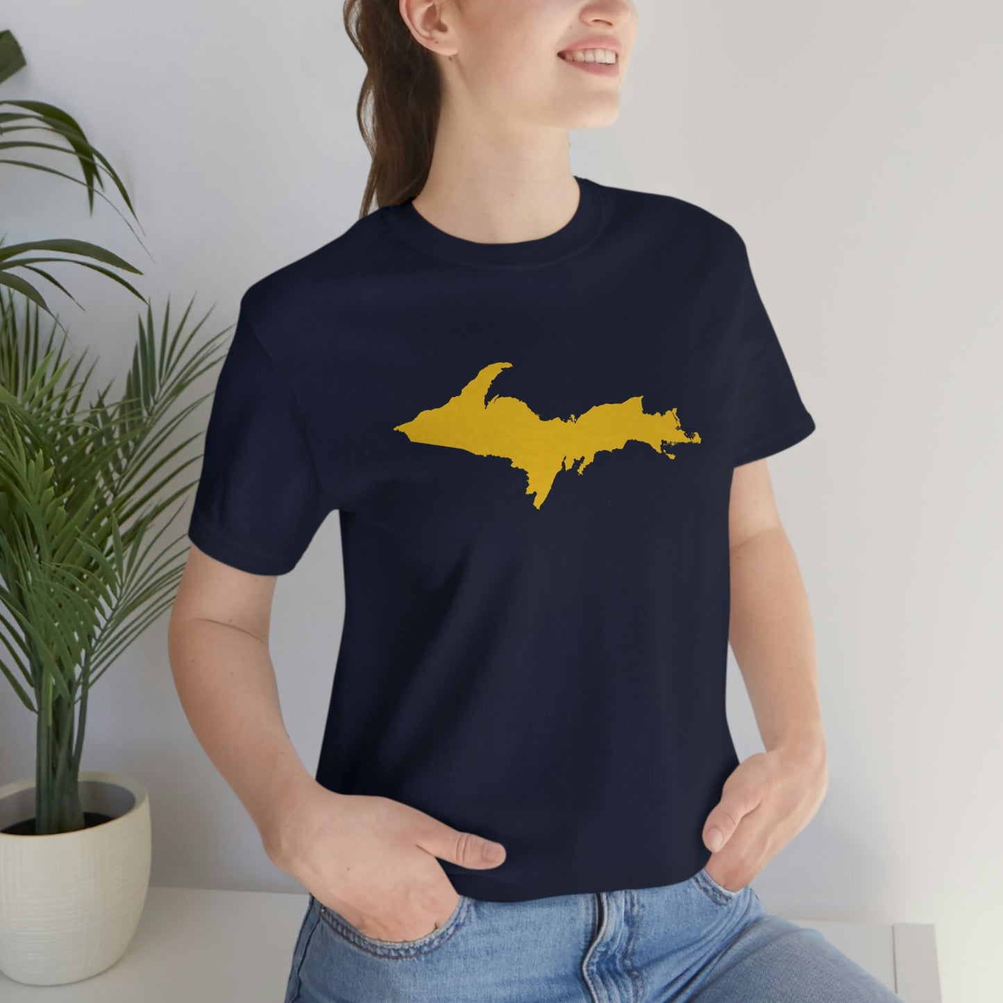 Michigan Upper Peninsula T-Shirt (w/ Gold UP Outline) | Unisex Standard Fit