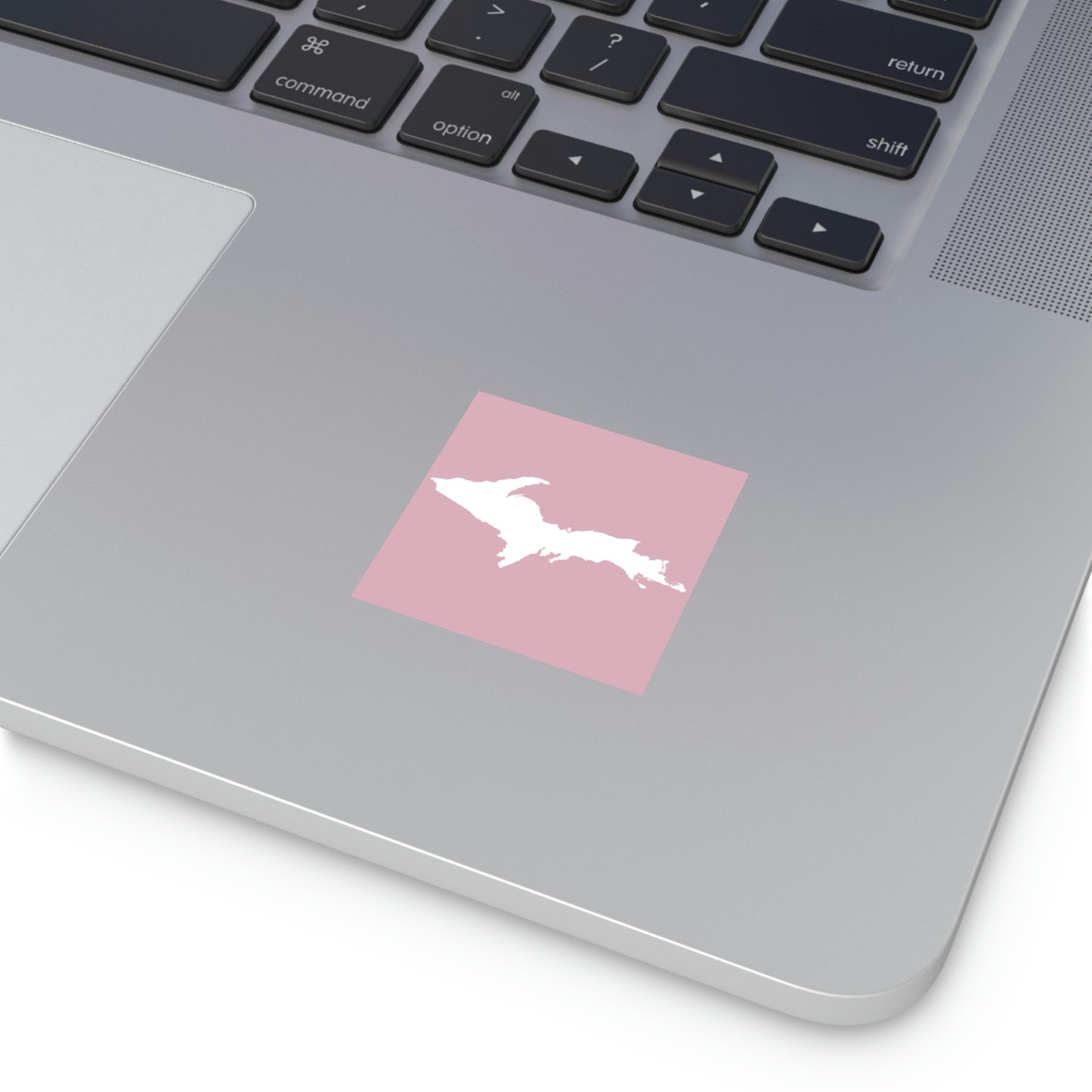 Michigan Upper Peninsula Square Sticker (Pink w/ UP Outline) | Indoor/Outdoor