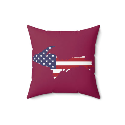 Michigan Upper Peninsula Accent Pillow (w/ UP USA Flag Outline) | Ruby Red