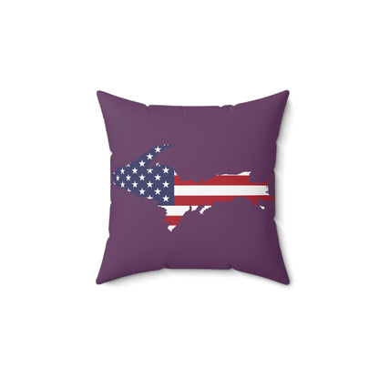 Michigan Upper Peninsula Accent Pillow (w/ UP USA Flag Outline) | Plum