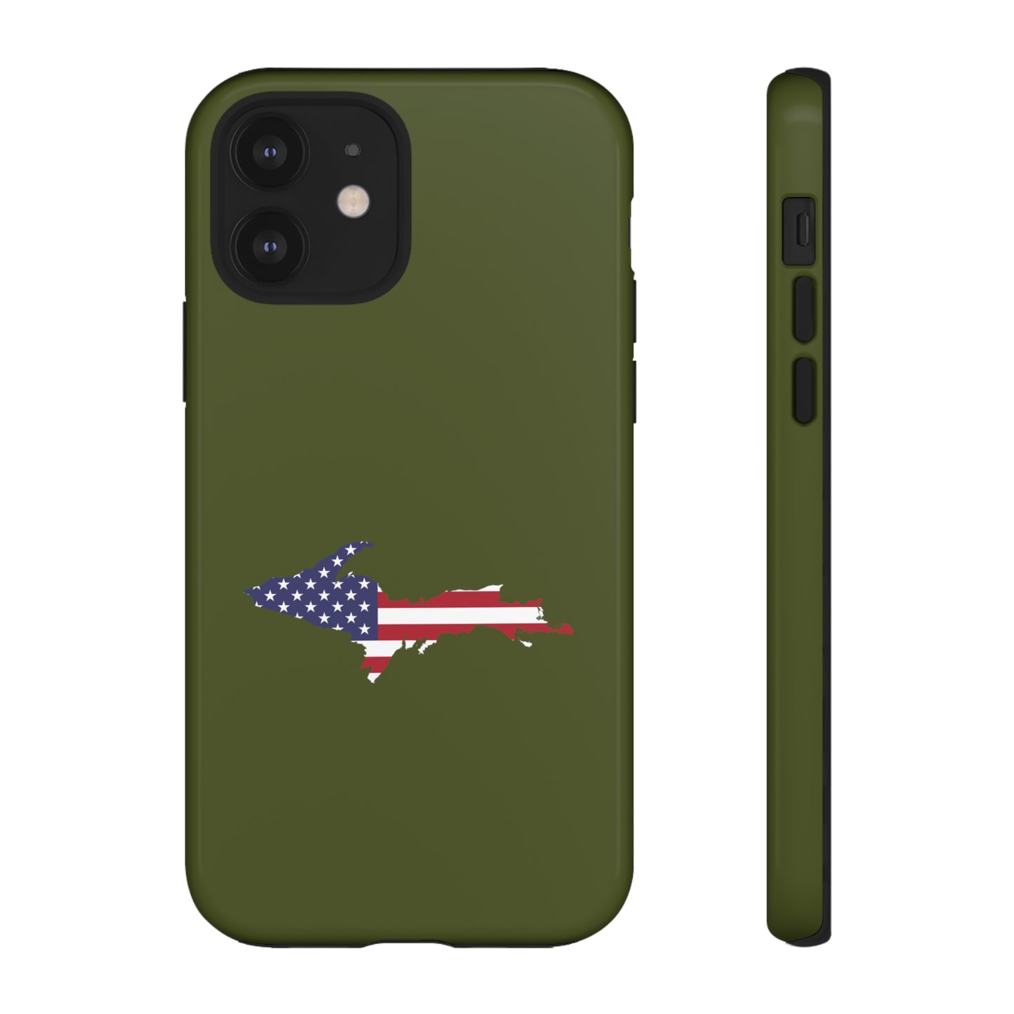 Michigan Upper Peninsula Tough Phone Case (Army Green w/ UP USA Outline) | Apple iPhone