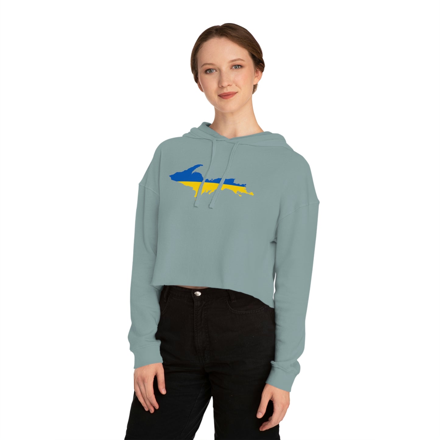 Michigan Upper Peninsula Hoodie (w/ UP Ukraine Flag Outline) | Lightweight Cropped