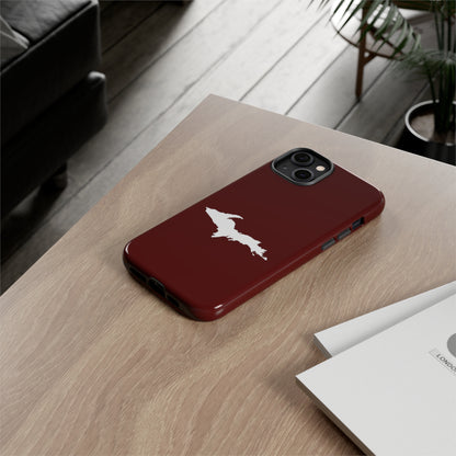 Michigan Upper Peninsula Tough Phone Case (Cherrywood Red w/ UP Outline) | Apple iPhone