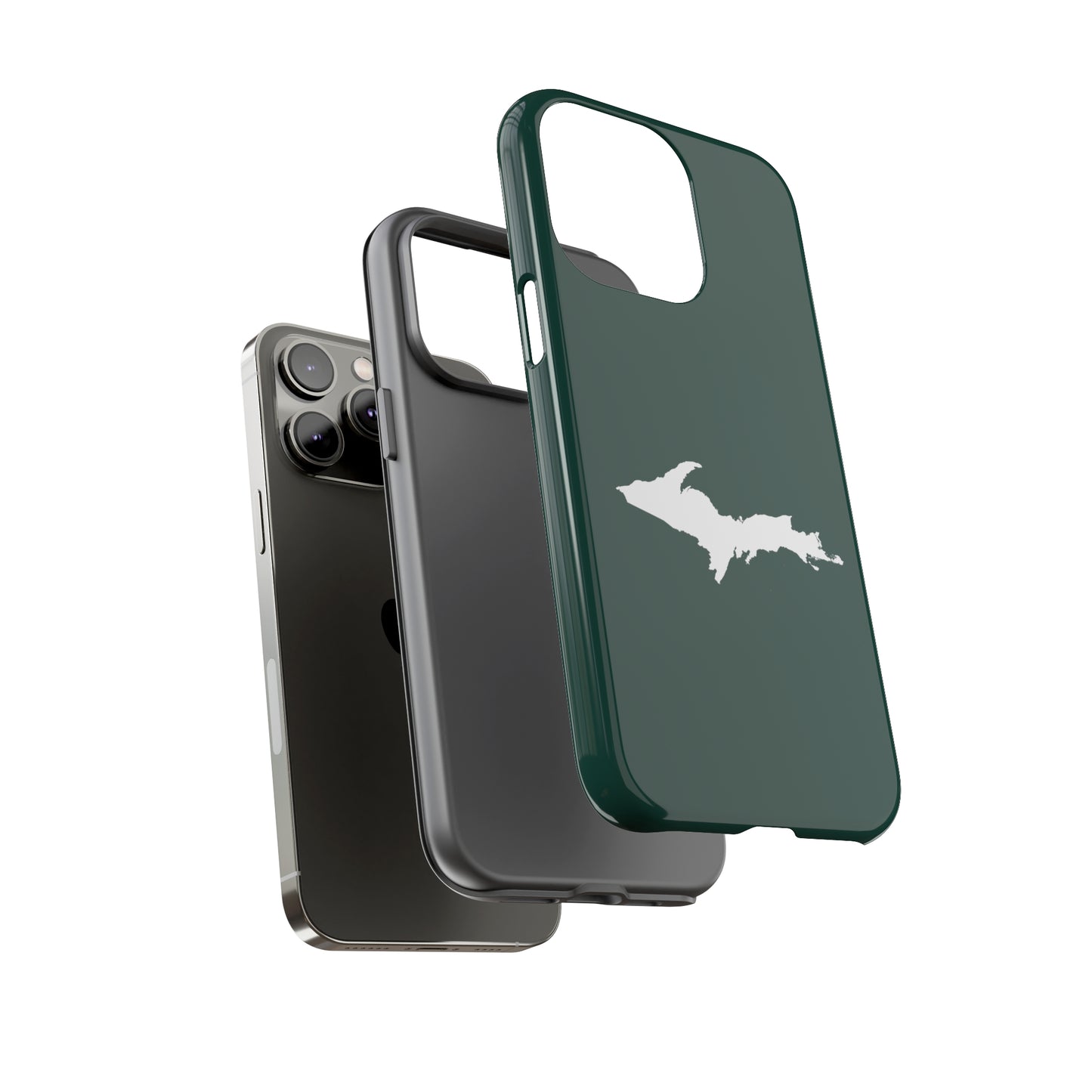 Michigan Upper Peninsula Tough Phone Case (Green w/ UP Outline) | Apple iPhone