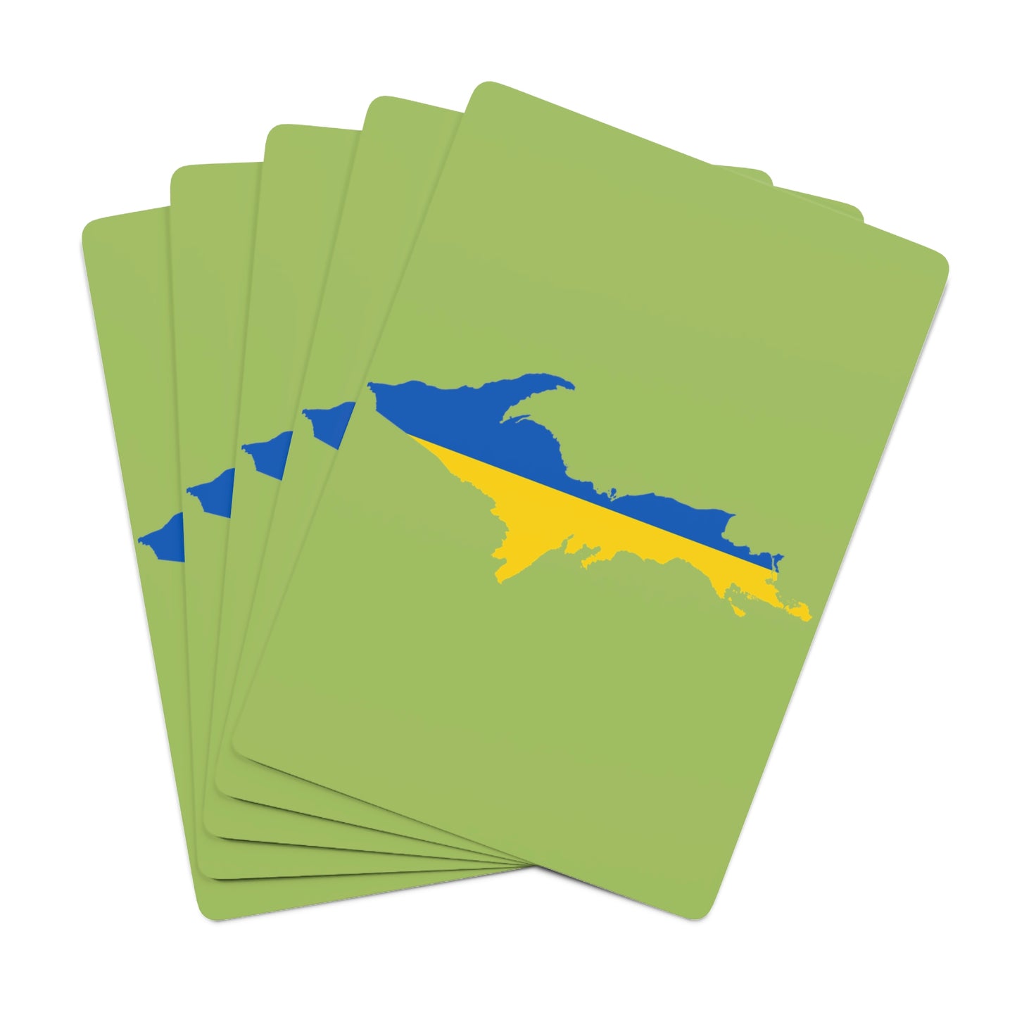 Michigan Upper Peninsula Poker Cards (Gooseberry Green w/ UP Ukraine Flag Outline)