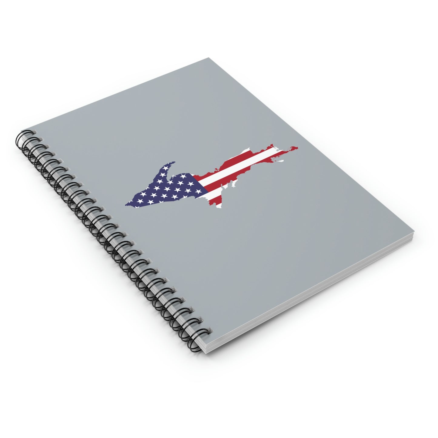 Michigan Upper Peninsula Spiral Notebook (w/ UP USA Flag Outline) | Silver