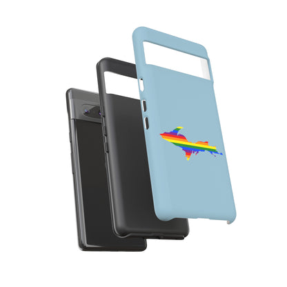 Michigan Upper Peninsula Tough Phone Case (Opal Blue w/ UP Pride Flag Outline) | Samsung & Pixel Android