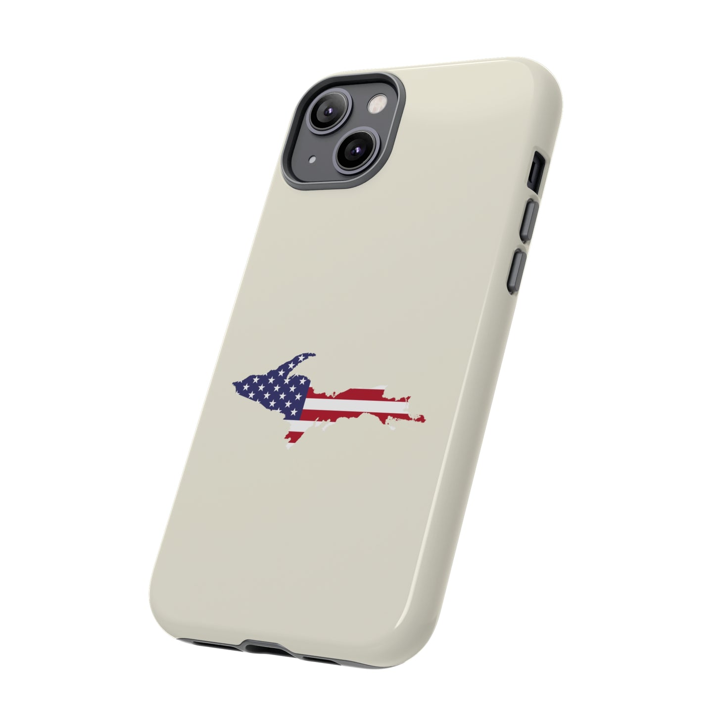 Michigan Upper Peninsula Tough Phone Case (Ivory Color w/ UP USA Outline) | Apple iPhone