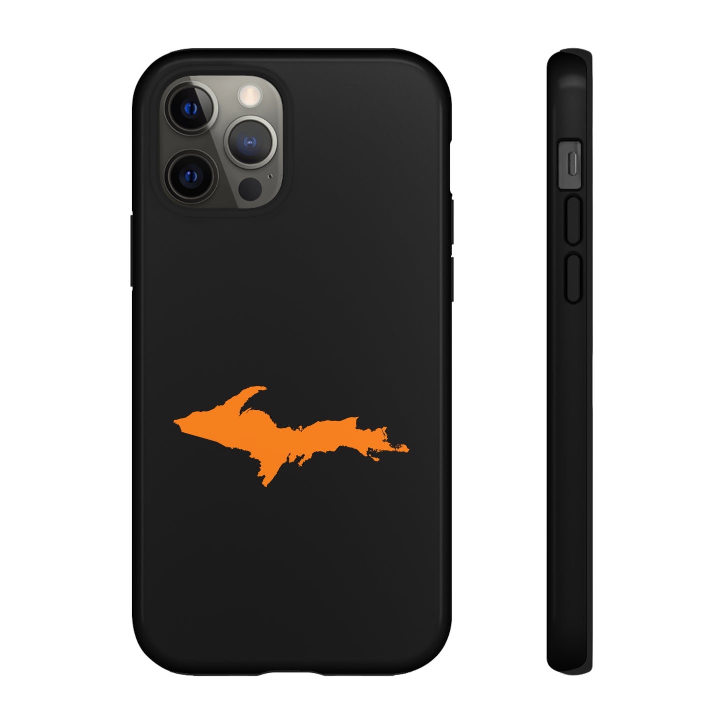 Michigan Upper Peninsula Tough Phone Case (Black w/ Orange UP Outline) | Apple iPhone