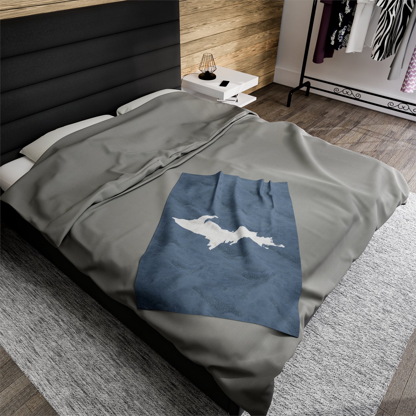 Michigan Upper Peninsula Plush Blanket (w/ UP Outline) | B-24 Liberator Grey