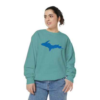 Michigan Upper Peninsula Sweatshirt (w/ Azure UP Outline) | Unisex Garment Dyed