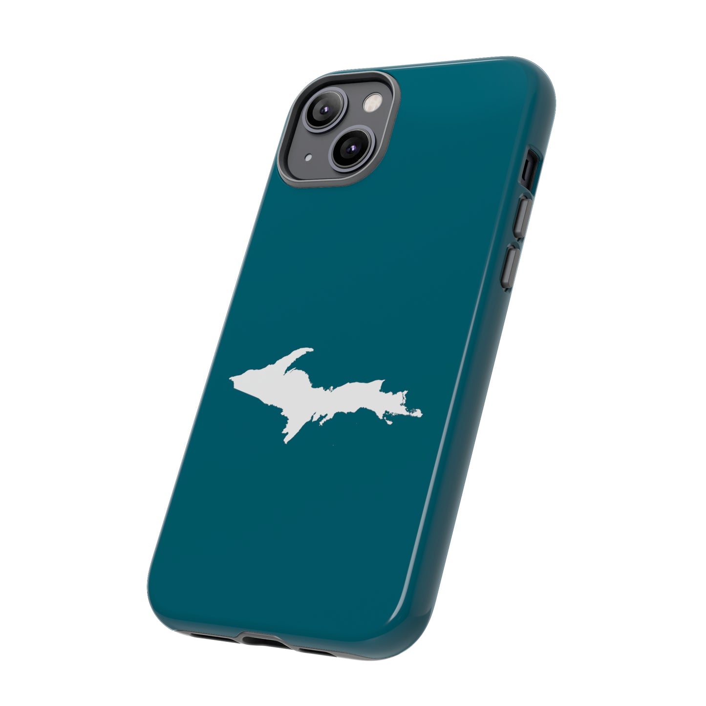 Michigan Upper Peninsula Tough Phone Case (Auburn Hills Teal w/ UP Outline) | Apple iPhone