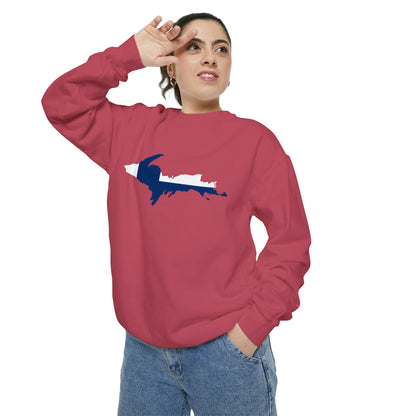 Michigan Upper Peninsula Sweatshirt (w/ UP Finland Flag Outline) | Unisex Garment Dyed