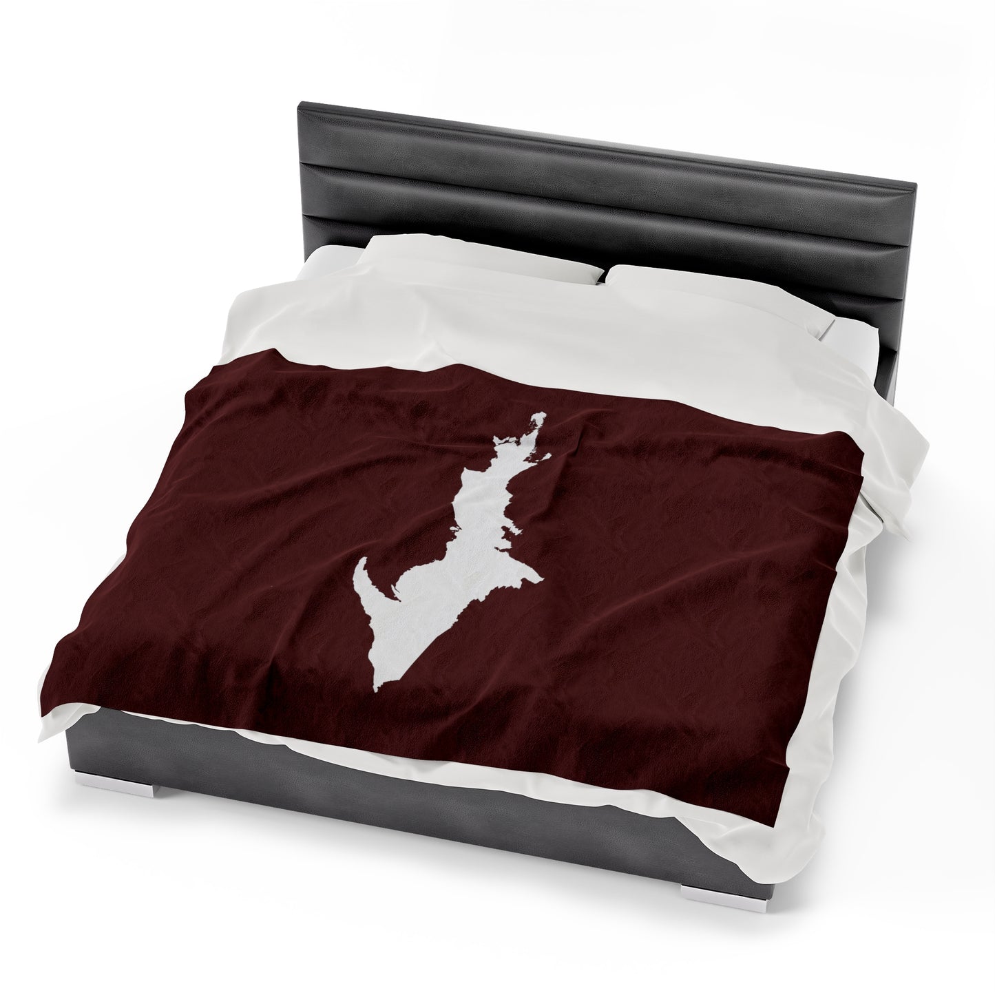 Michigan Upper Peninsula Plush Blanket (w/ UP Outline) | Cherrywood Color