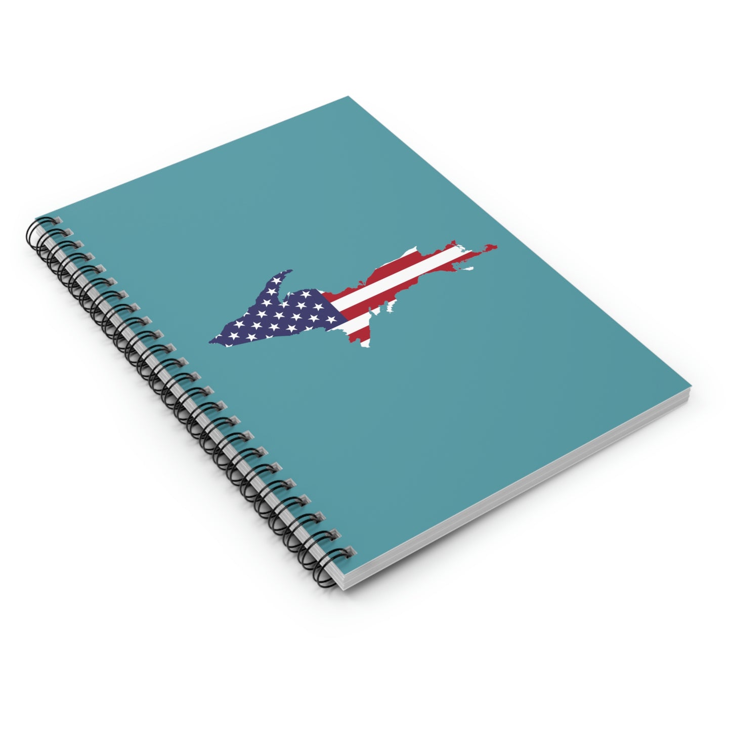 Michigan Upper Peninsula Spiral Notebook (w/ UP USA Flag Outline) | Lake Huron Blue
