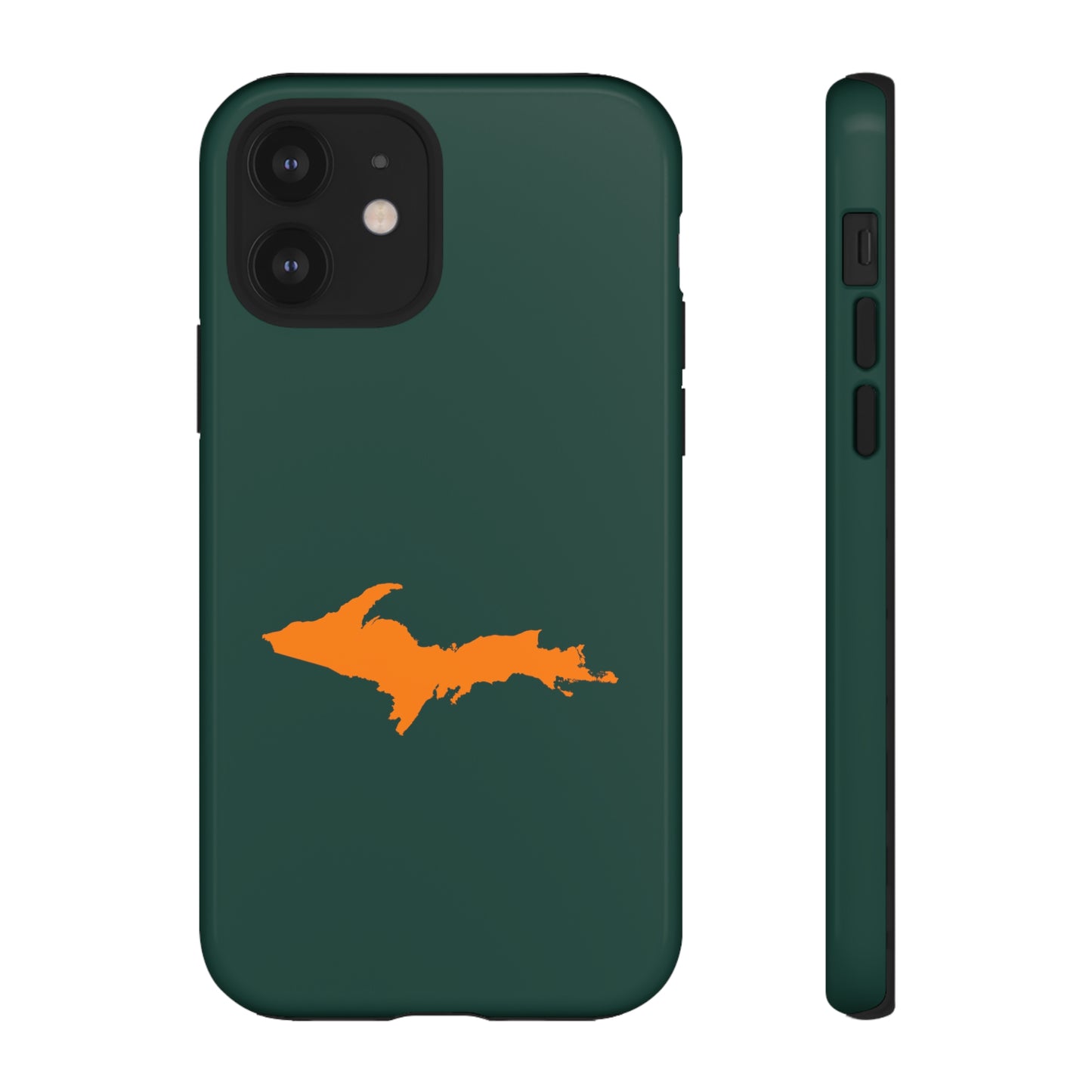 Michigan Upper Peninsula Tough Phone Case (Green w/ Orange UP Outline) | Apple iPhone