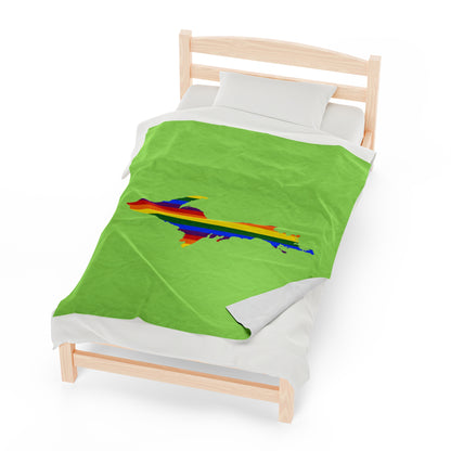 Michigan Upper Peninsula Plush Blanket (w/ UP Pride Flag Outline) | Flash Green