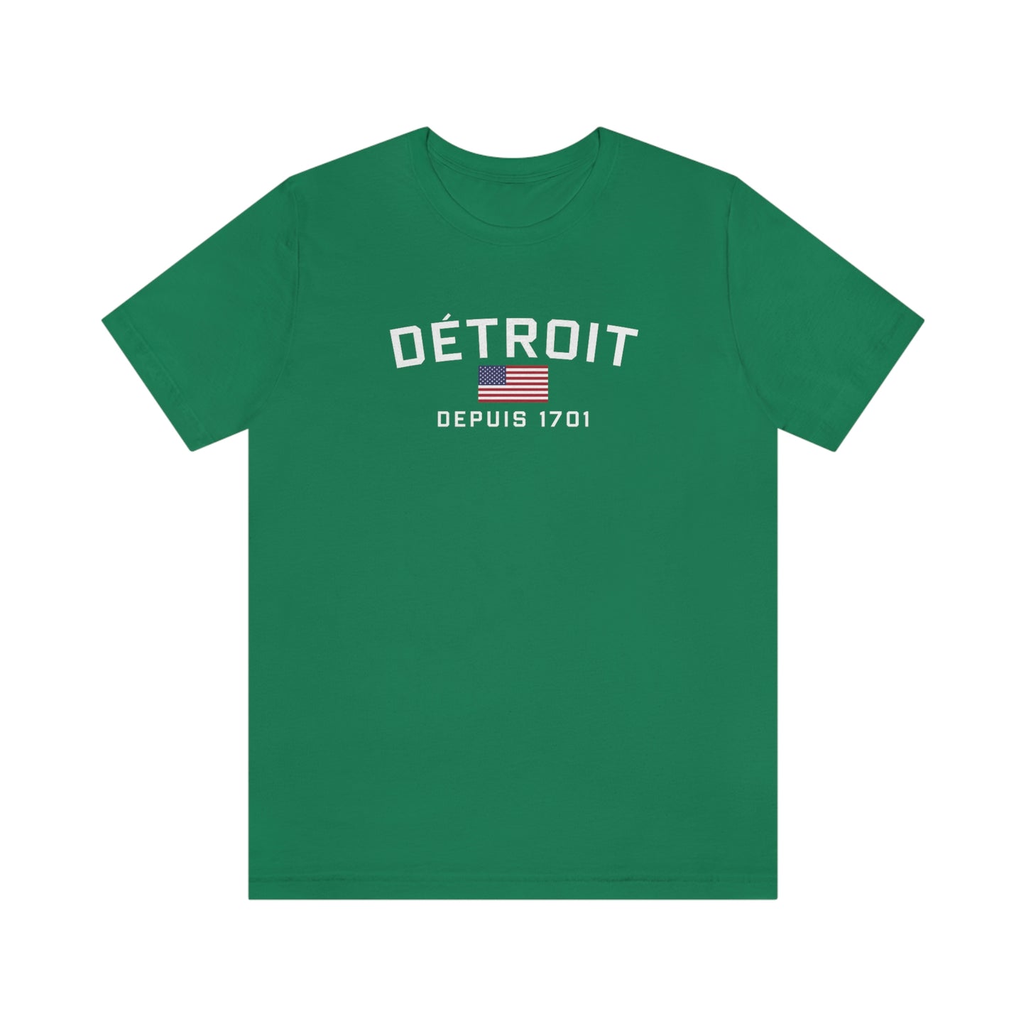 'Détroit Depuis 1701' T-Shirt (w/USA Flag Outline) | Unisex Standard Fit