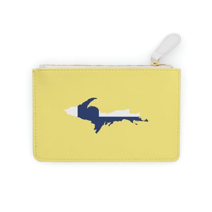 Michigan Upper Peninsula Mini Clutch Bag (Yellow Cherry Color w/ UP Finland Flag Outline)