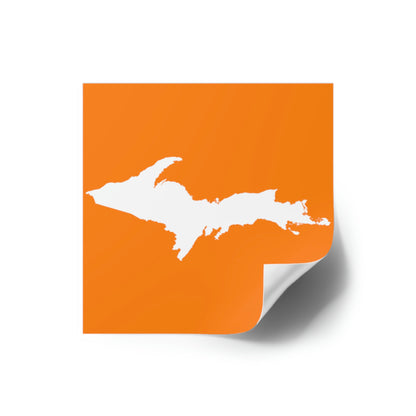 Michigan Upper Peninsula Square Sticker (Orange w/ UP Outline) | Indoor/Outdoor