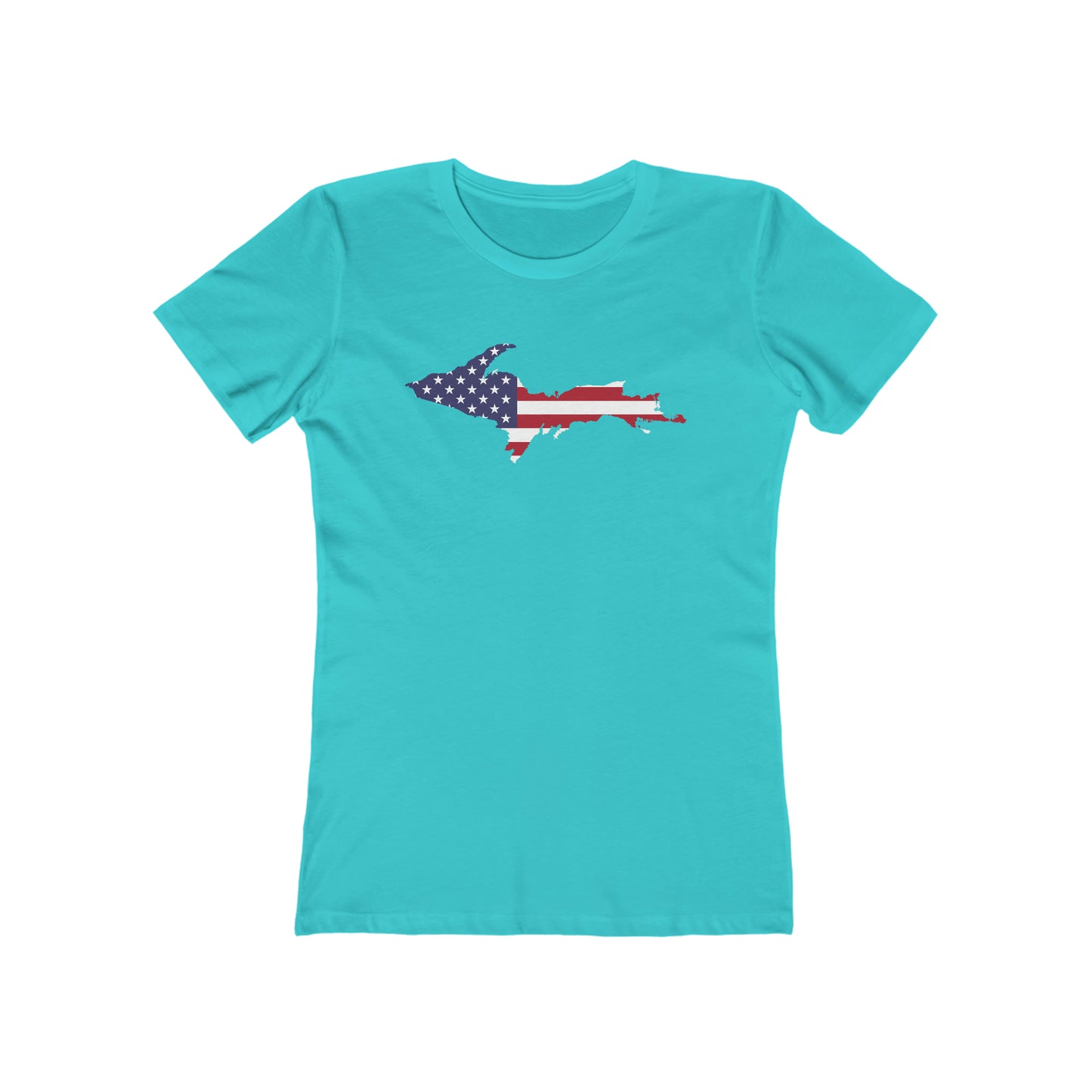 Michigan Upper Peninsula T-Shirt (w/UP MI USA Flag Outline) | Women's Boyfriend Cut