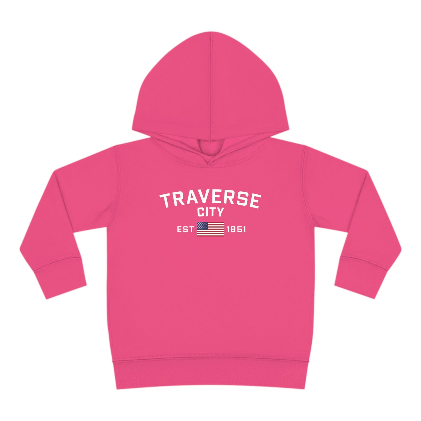 'Traverse City EST 1851' Hoodie (w/USA Flag Outline) | Unisex Toddler