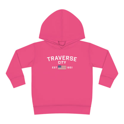 'Traverse City EST 1851' Hoodie (w/USA Flag Outline) | Unisex Toddler