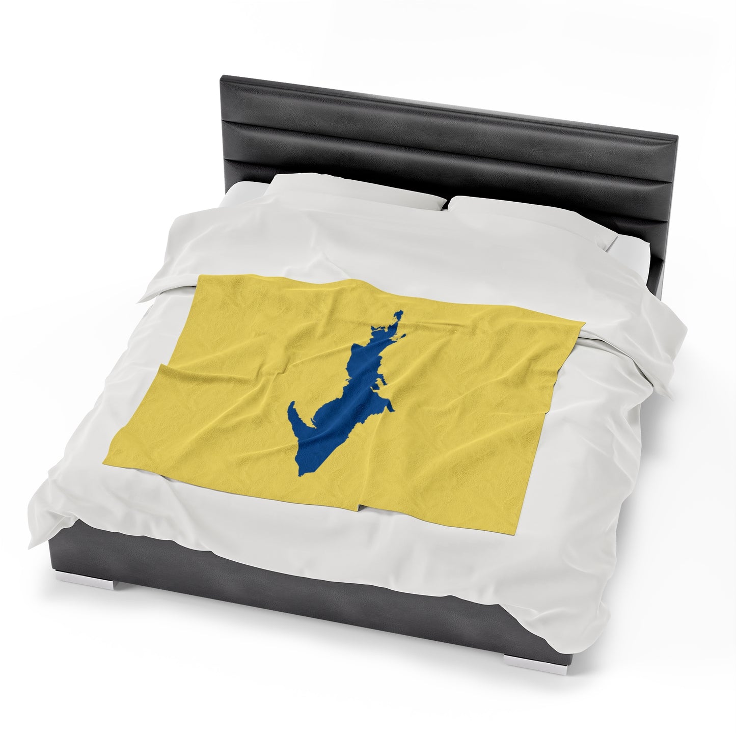 Michigan Upper Peninsula Plush Blanket (w/ Azure UP Outline) | Cherry Yellow