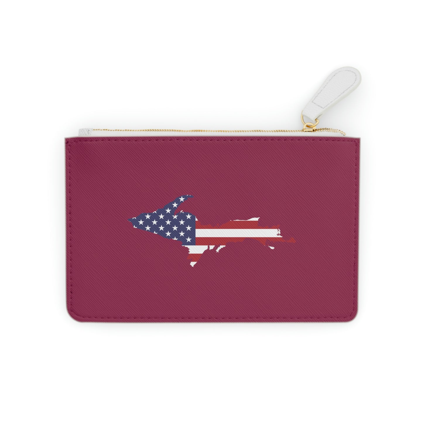 Michigan Upper Peninsula Mini Clutch Bag (Ruby Red w/ UP USA Flag Outline)