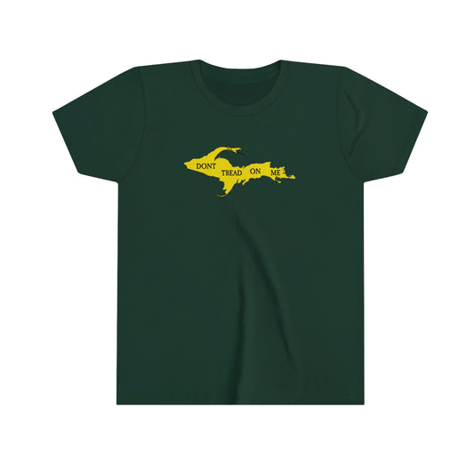 Michigan Upper Peninsula 'Don't Tread On Me' T-Shirt (w/ UP Gadsen Flag Outline) | Youth Short Sleeve