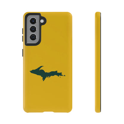 Michigan Upper Peninsula Tough Phone Case (Gold w/ Green UP Outline) | Samsung & Pixel Android