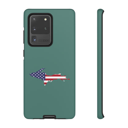 Michigan Upper Peninsula Tough Phone Case (Copper Green w/ UP USA Flag Outline) | Samsung & Pixel Android