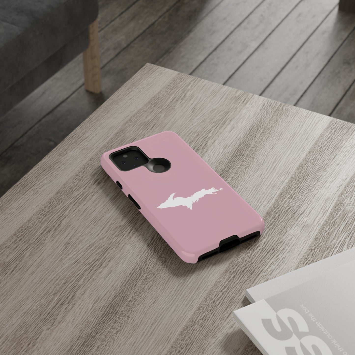 Michigan Upper Peninsula Tough Phone Case (Pink w/ White UP Outline) | Samsung & Pixel Android