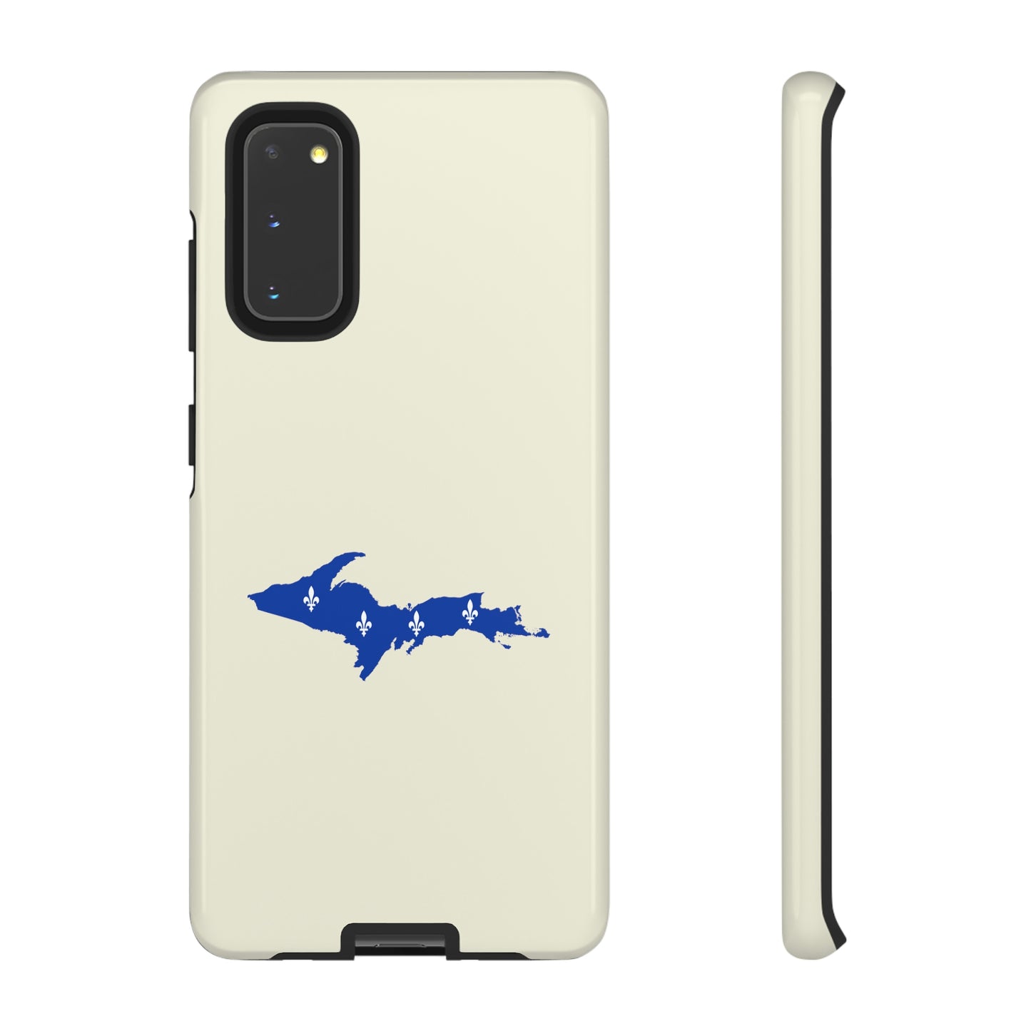 Michigan Upper Peninsula Tough Phone Case (Ivory Color w/ UP Quebec Flag Outline) | Samsung & Pixel Android