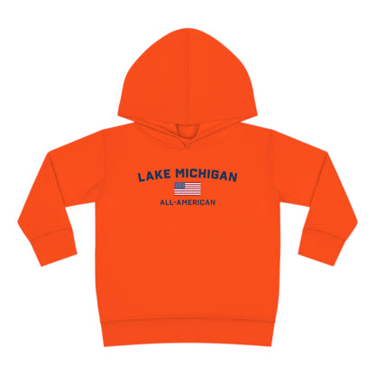 'Lake Michigan All-American' Hoodie (w/USA Flag Outline) | Unisex Toddler