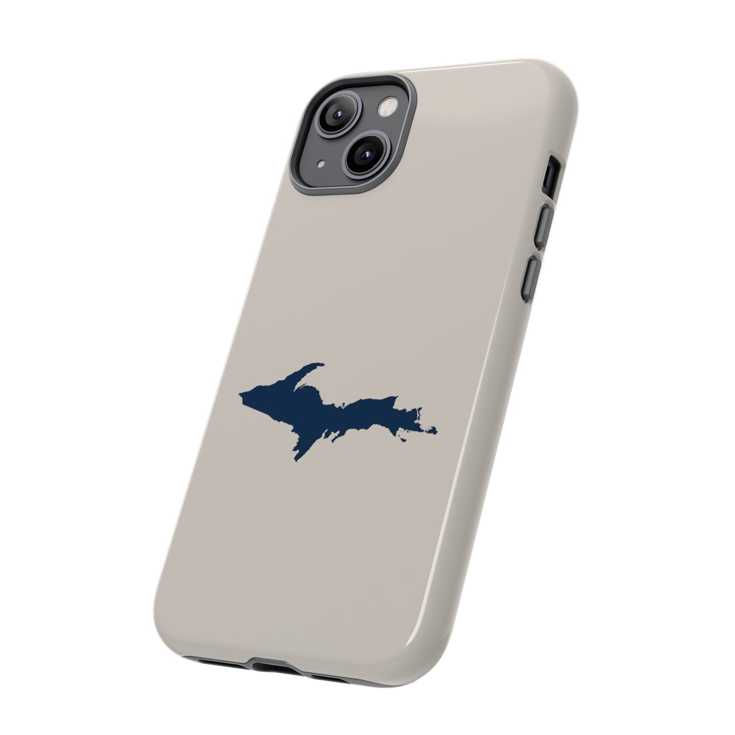 Michigan Upper Peninsula Tough Phone Case (Canvas Color w/ UP Outline) | Apple iPhone