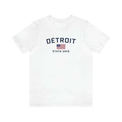 'Détroit États Unis' T-Shirt (w/USA Flag Outline) | Unisex Standard Fit