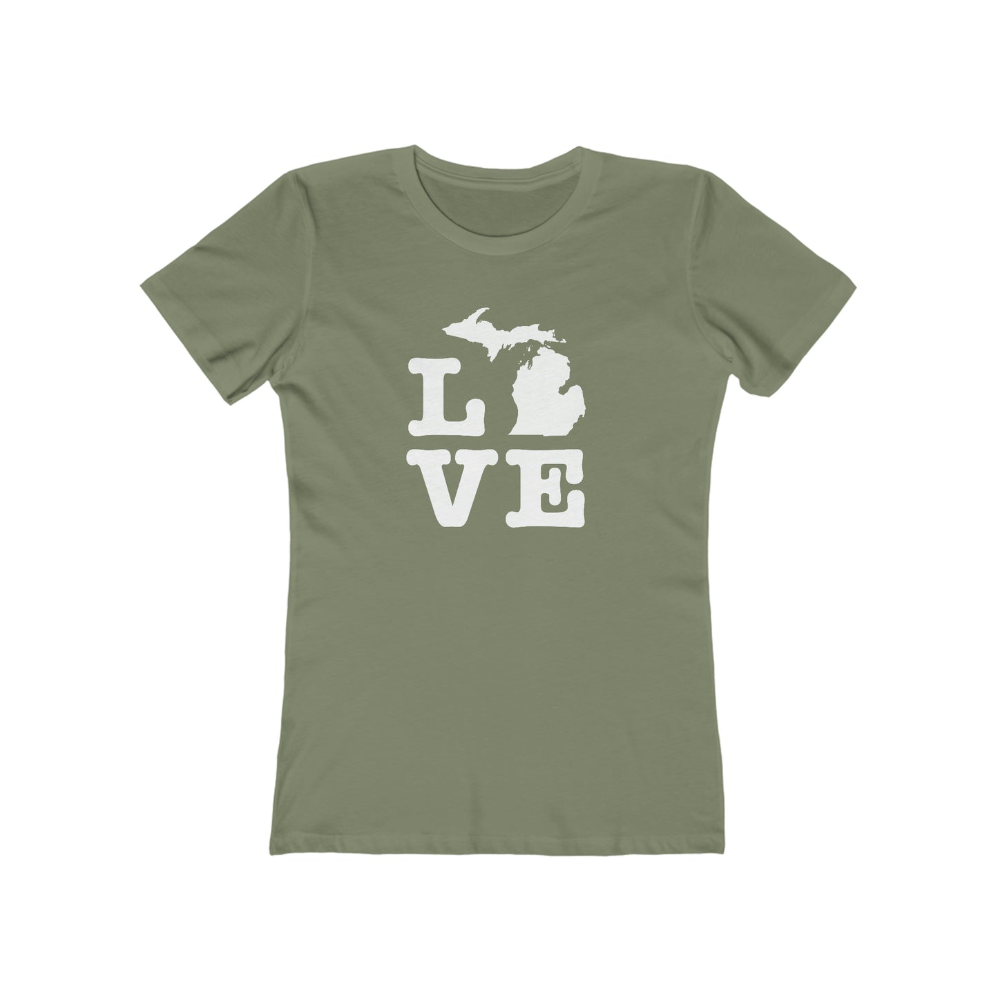 Michigan 'Love' T-Shirt (Typewriter Font) | Women's Boyfriend Cut