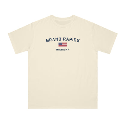 'Grand Rapids Michigan' T-Shirt (w/USA Flag Outline | Organic Unisex