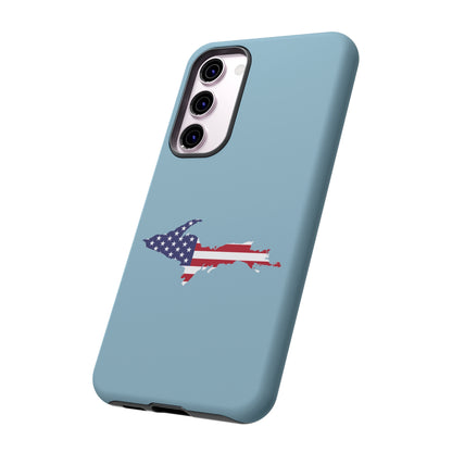 Michigan Upper Peninsula Tough Phone Case (Opal Blue w/ UP USA Flag Outline) | Samsung & Pixel Android