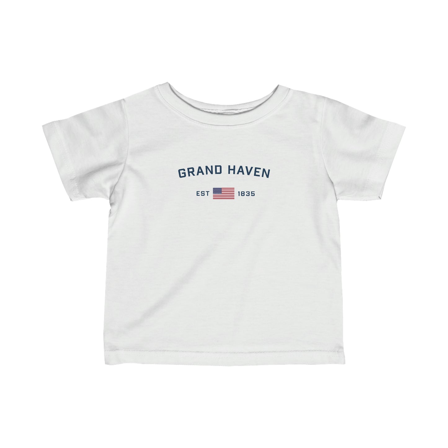 'Grand Haven EST 1848' T-Shirt (w/USA Flag Outline) |  Infant Short Sleeve