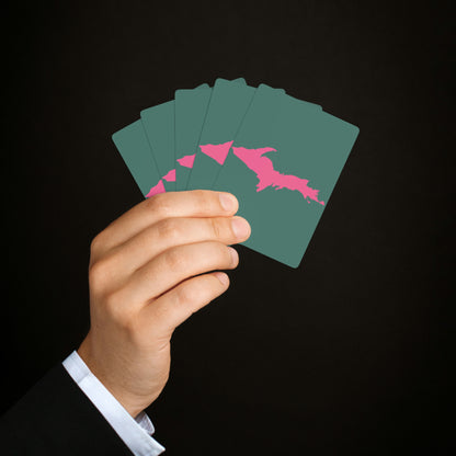 Michigan Upper Peninsula Poker Cards (Copper Green w/ Pink UP Outline)