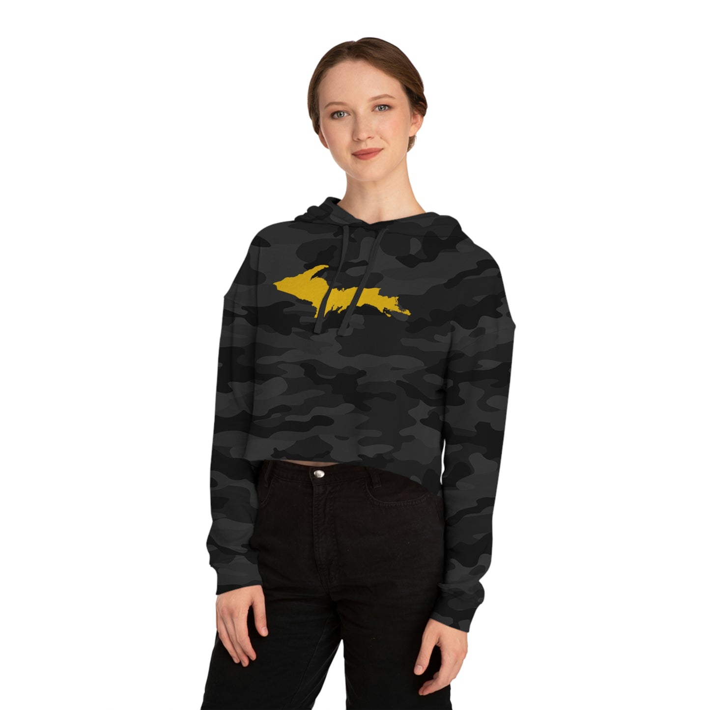 Michigan Upper Peninsula Hoodie (w/ Gold UP Outline) | Lightweight Cropped