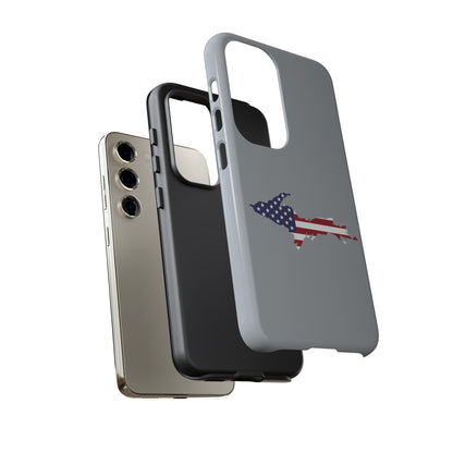 Michigan Upper Peninsula Tough Phone Case (Silver w/ UP USA Flag Outline) | Samsung & Pixel Android