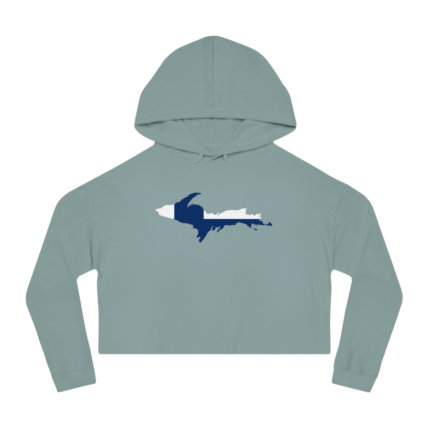 Michigan Upper Peninsula Hoodie (w/ UP Finland Flag Outline) | Lightweight Cropped