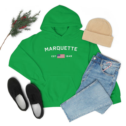 'Marquette EST 1849' Hoodie (w/USA Flag Outline) | Unisex Standard